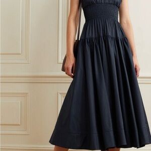 La Linge Smocked cotton-poplin midi dress